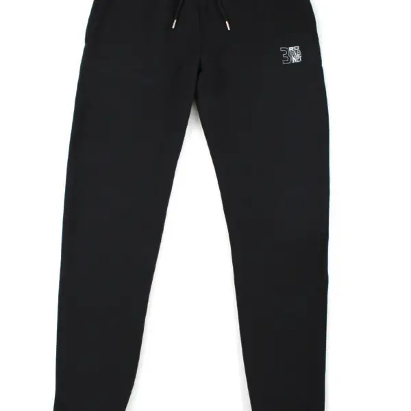 ront view of 3rd Planet Classic Joggers Black made from 100% organic cotton.