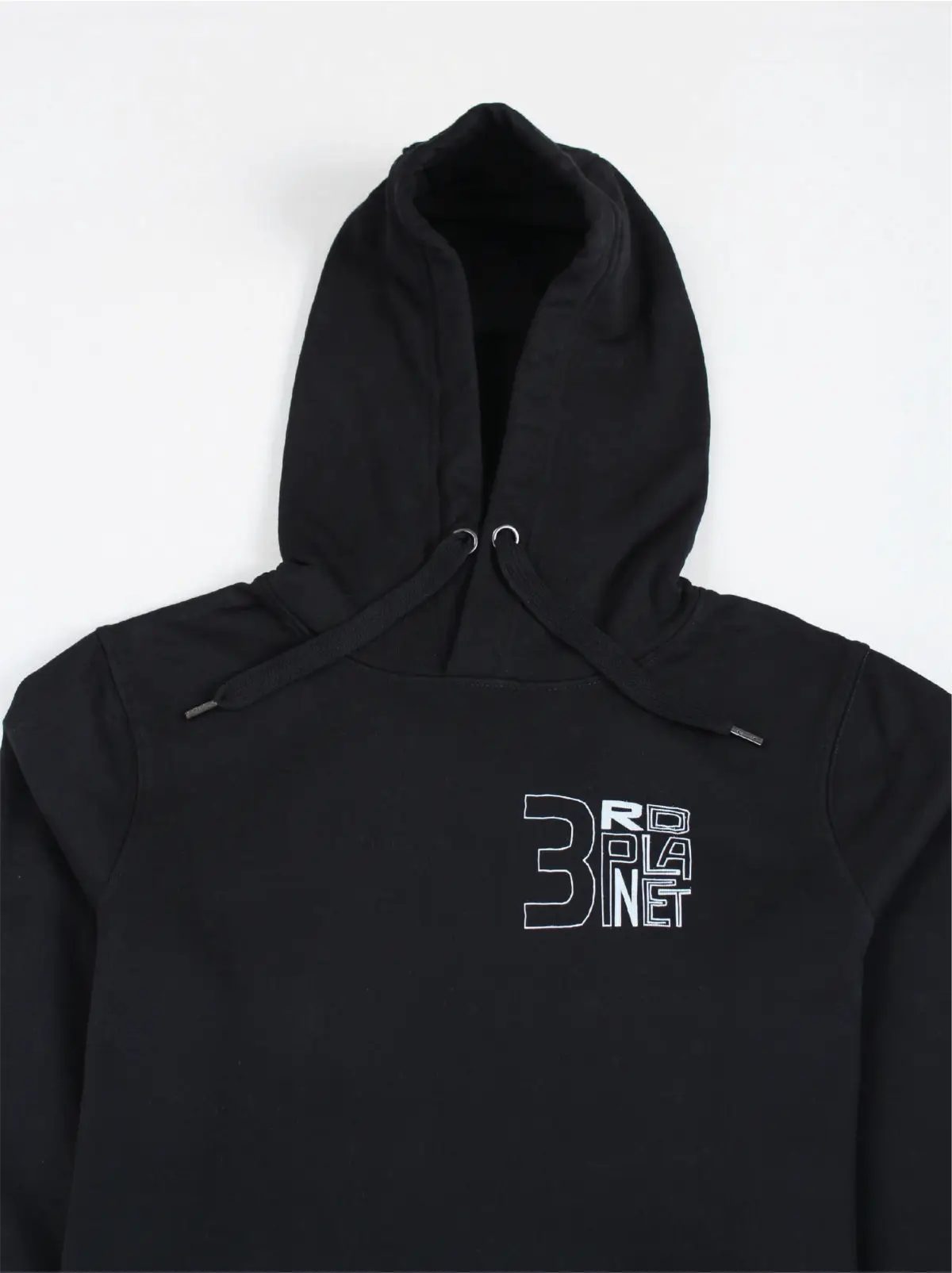 Double-layered hood, black hoodie