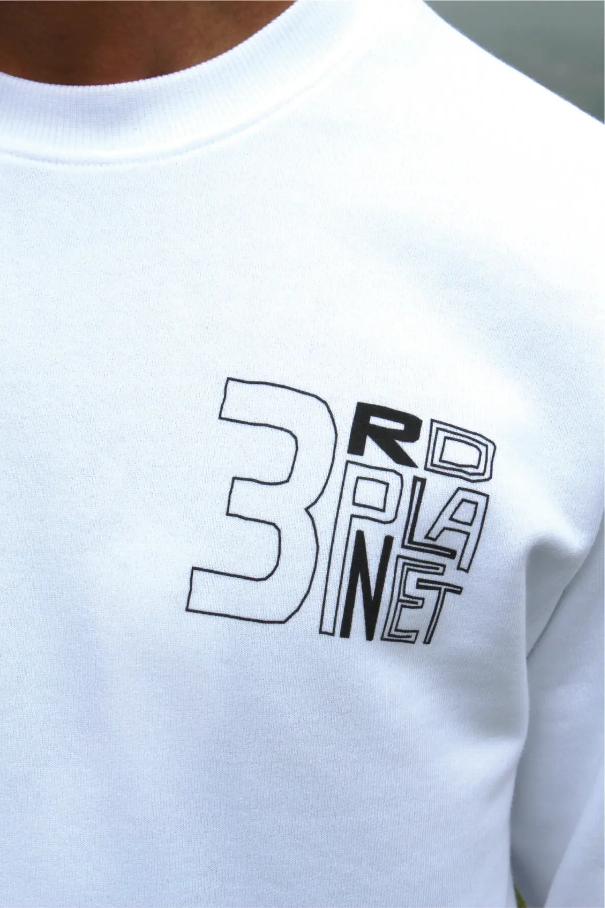 Eco-friendly 3rd Planet Classic White Sweatshirt in a unisex fit